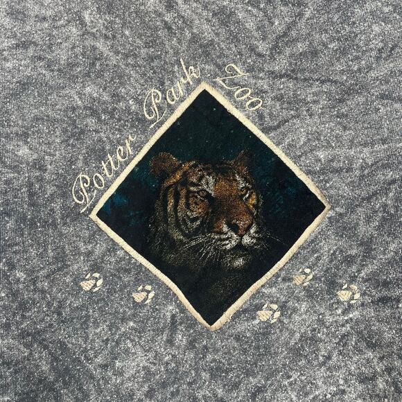 Vintage Acid Wash Fruit Of The Loom Tiger Potter Park Zoo Sweatshirt Size Large - Picture 3 of 6